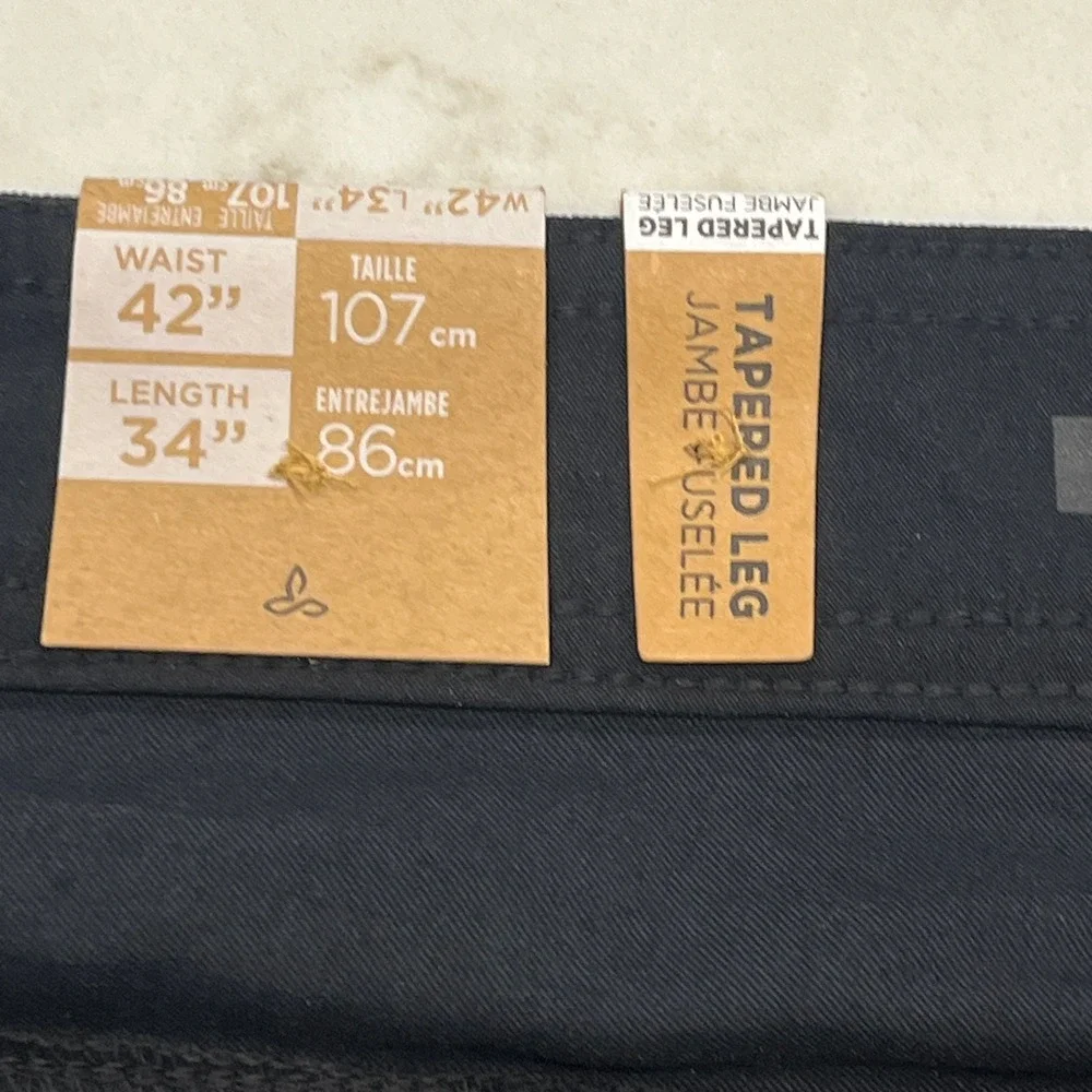 prAna NEW Brion Slim Pant II Mens 42x34 Black Water Repellent Hiking Gorpcore